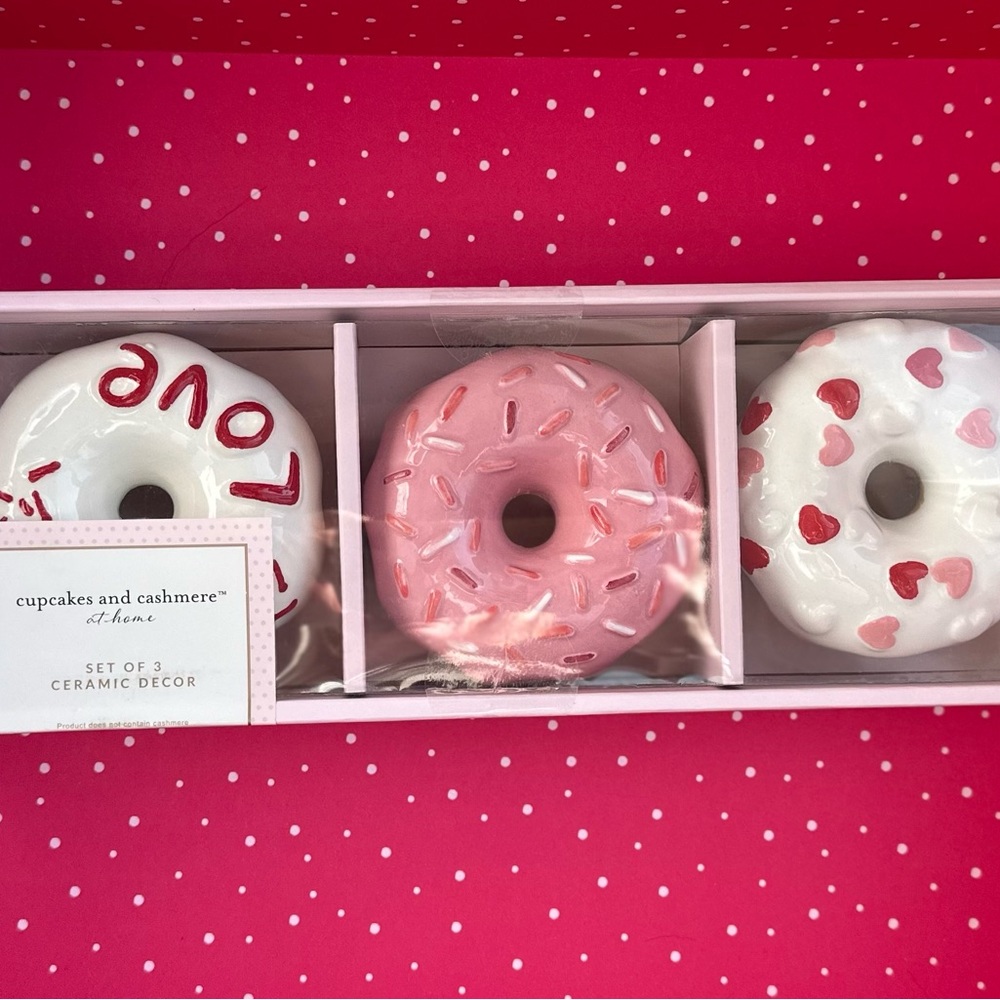 Cupcakes and Cashmere Valentine’s Day Ceramic Donuts! Set of 3
